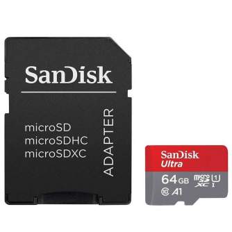 Карты памяти - SANDISK MEMORY MICRO SDXC 64GB UHS-I W/A SDSQUA4-064G-GN6TA - купить сегодня в магазине и с доставкой