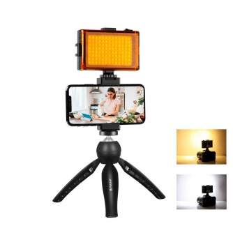 Viedtālruņiem - Puluz Live Broadcast Smartphone Vlogger Kith with LED lamp + phone clamp - perc šodien veikalā un ar piegādi