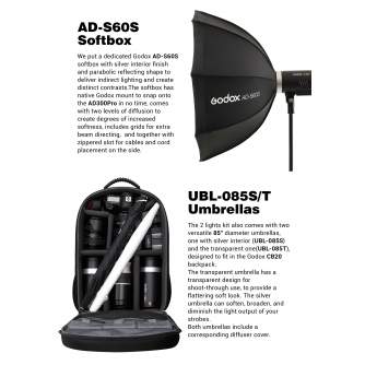 Вспышки с аккумулятором - Godox AD300PRO 2 flashes backpack kit with umbrellas and softbox - купить сегодня в магазине и с доста