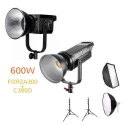 Video lights - Aputure C300D + C300D II or Nanlite FORZA300 double LED 600W lighting kit rent