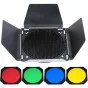 Barndoors Snoots & Grids - Godox BD-04 Barndoor Kit honeycomb Grid and 4 Color filters - buy today in store and with delivery