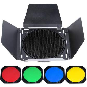 Gaismas veidotāji - Godox BD-04 Barndoor Kit honeycomb Grid and 4 Color filters - купить сегодня в магазине и с доставкой