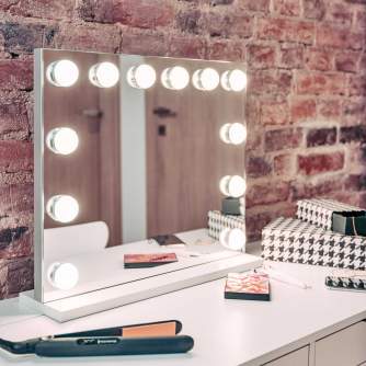 Make-up Mirror - Humanas HS-HM02 make-up mirror with LED lighting – white - buy today in store and with delivery