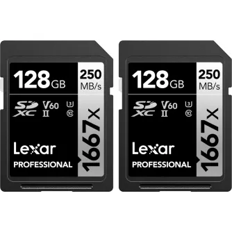 Memory Cards - LEXAR PRO 1667X SDXC UHS II U3 V60 R250 W120 128G 2PACK LSD1667128G-B2NNG - buy today in Master Foto store and with delivery Best choise selected by experts