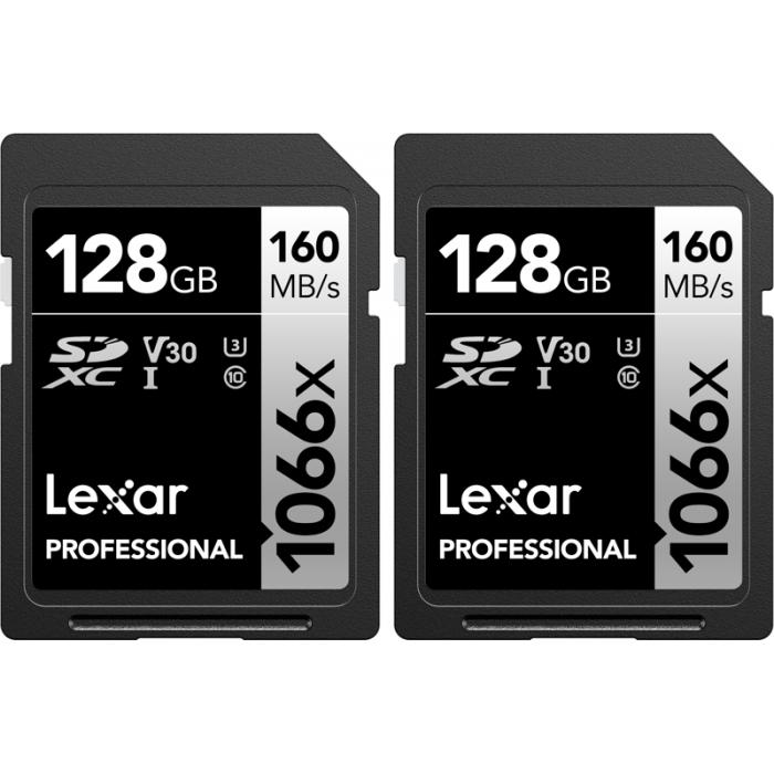 Discontinued - LEXAR PRO 1066X SDXC U3 V30 UHS I R160 W120 128GB 2PACK LSD1066128G-B2NNG