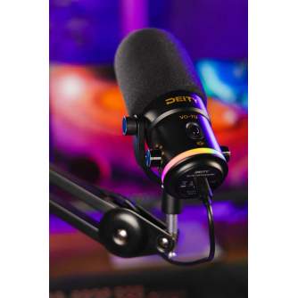 Podcast Microphones - Deity VO-7U USB Podcast Streamer Kit (Black) RGB ring includes a Boom Arm - buy today in store and with delivery