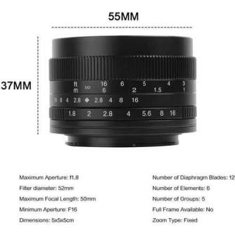 Lenses - 7Artisans 50mm F1.8 Sony E Mount - quick order from manufacturer