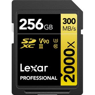 Atmiņas kartes - LEXAR PRO 2000X SDHC/SDXC UHS-II U3(V90) R300/W260 (W/O CARDREADER) 256GB LSD2000256G-BNNNG - купить сегодня в 