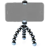 Joby GorillaPod Mobile Mini black and blue flexible tripod with ball head holding a smartphone in a GripTight 360 mountJoby GorillaPod Mobile Mini black and blue flexible tripod with ball head holding a smartphone in a GripTight 360 mount