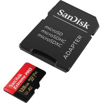 Memory Cards - SanDisk memory card microSDXC 128GB Extreme Pro A2 + adapter SDSQXCY-128G-GN6MA - quick order from manufacturer