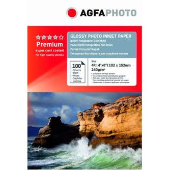 Photo paper for printing - Agfaphoto photo paper 10x15 Premium Glossy 240g 100 sheets AP240100A6N - quick order from manufacturer