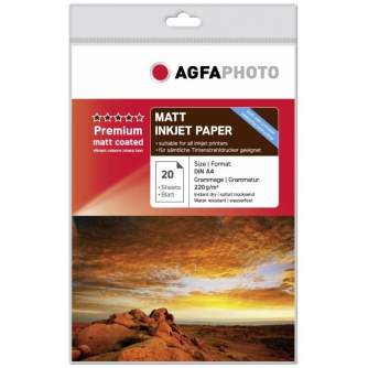 Fotopapīrs printeriem - AgfaPhoto fotopapīrs A4 Premium Double Matt 220g 20 lapas AP22020A4MDUON - ātri pasūtīt no ražotāja