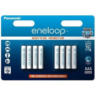 Baterijas, akumulatori un lādētāji - Panasonic Batteries Panasonic eneloop rechargeable battery AAA 750 8BP BK-4MCCE/8BE - ātri pasūtīt no ražotāja