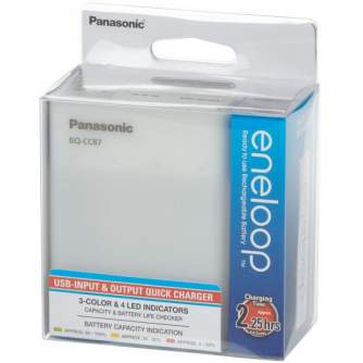 Baterijas, akumulatori un lādētāji - Panasonic Batteries Panasonic eneloop lādētājs BQ-CC87USB + 4x1900 K-KJ87MCC40USB - ātri pasūtīt no ražotāja