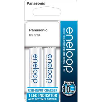 Baterijas, akumulatori un lādētāji - Panasonic Batteries Panasonic eneloop charger BQ-CC80 + 2x1900mAh K-KJ80MCC20USB - быстрый 