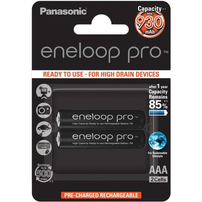 Batteries and chargers - Panasonic Batteries Panasonic eneloop rechargeable battery pro AAA 930 2BP BK-4HCDE/2BE - buy today in store and with delivery