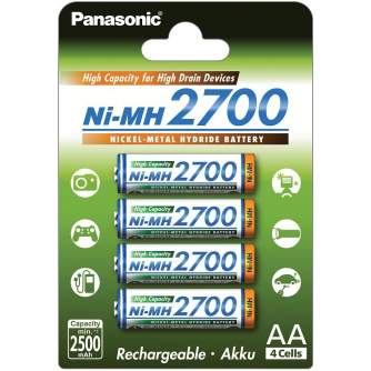 Batteries and chargers - Panasonic Batteries Panasonic rechargeable battery NiMh 2700mAh AA/4B BK-3HGAE/4BE - quick order from manufacturer
