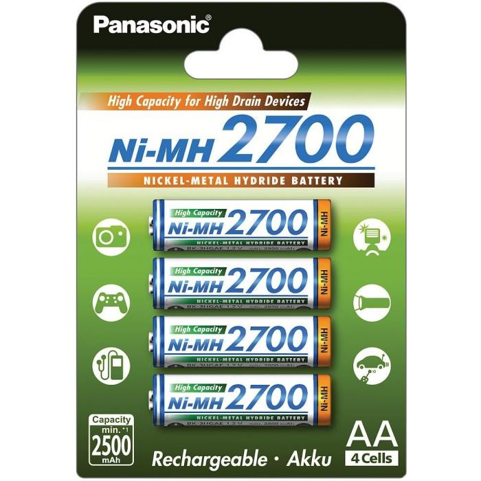 Baterijas, akumulatori un lādētāji - Panasonic Batteries Panasonic rechargeable battery NiMh 2700mAh AA/4B BK-3HGAE/4BE - ātri pasūtīt no ražotāja