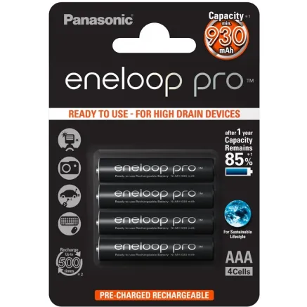 Panasonic Batteries Panasonic eneloop akumulators pro AAA 930 4BP BK-4HCDE/4BE