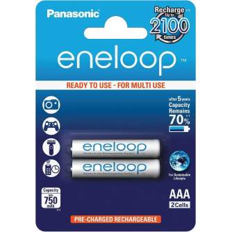 Батарейки и аккумуляторы - Panasonic Batteries Panasonic eneloop rechargeable battery AAA 750 2BP BK-4MCCE/2BE - быстрый заказ о