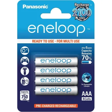 Rechargeable batteries Panasonic ENELOOP BK-4MCCE/4BE, 750 mAh, 2100 (4xAAA)