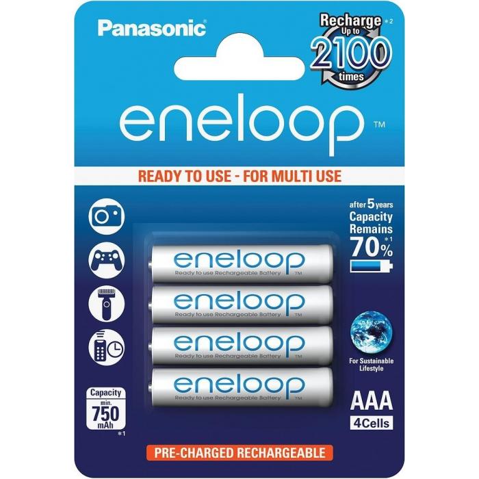 Batteries and chargers - Rechargeable batteries Panasonic ENELOOP BK-4MCCE/4BE, 750 mAh, 2100 (4xAAA) - buy today in store and with delivery