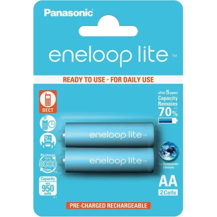 Panasonic Batteries Panasonic eneloop akumulators lite AA 950 2BP BK-3LCCE/2BE