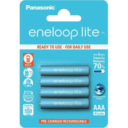 Panasonic Batteries Panasonic eneloop rechargeable battery lite AAA 550 4BP BK-4LCCE/4BE