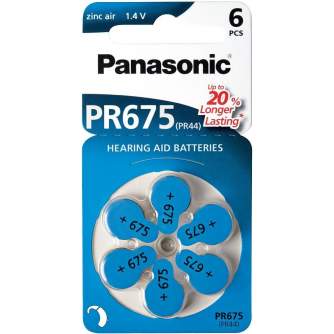 Baterijas, akumulatori un lādētāji - Panasonic Batteries Panasonic hearing aid battery PR675LH/6DC PR675LH/6LB - ātri pasūtīt no ražotāja