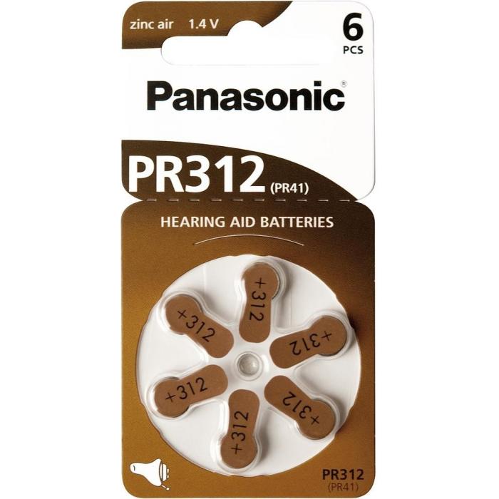 Baterijas, akumulatori un lādētāji - Panasonic Batteries Panasonic hearing aid battery PR312L/6DC PR-312L/6LB - ātri pasūtīt no ražotāja
