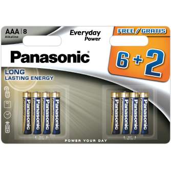 Baterijas, akumulatori un lādētāji - Panasonic Batteries Panasonic Everyday Power battery LR03EPS/8B (6+2) LR03EPS/8BW 6+2F - ātri pasūtīt no ražotāja