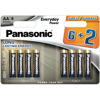 Baterijas, akumulatori un lādētāji - Panasonic Batteries Panasonic Everyday Power battery LR6EPS/8B (6+2) LR6EPS/8BW 6+2F - ātri pasūtīt no ražotāja