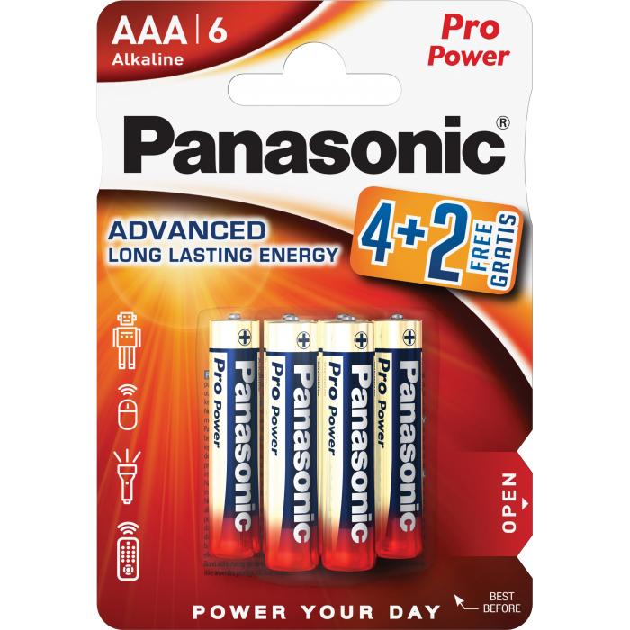 Baterijas, akumulatori un lādētāji - Panasonic Batteries Panasonic Pro Power baterija LR03PPG/6B (4+2) LR03PPG/6BP 4+2F - ātri pasūtīt no ražotāja