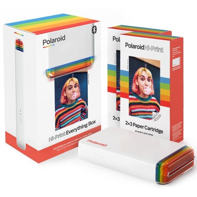 Polaroid Hi Print 2x3 Paper Cartridge, Peel & Stick, 2 Pack (40 Photos) w/  Cloth