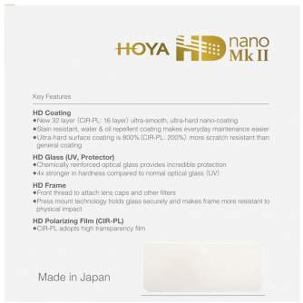 CPL polarizācijas filtri - Hoya filtri Hoya filtrs cirkulārais polarizators HD Nano Mk II 82mm - perc šodien veikalā un ar piegādi