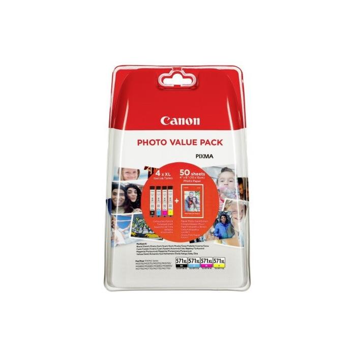 Printeri un piederumi - Canon ink + photo paper Photo Value Pack CLI-571XL, black/color 0332C005 - ātri pasūtīt no ražotāja