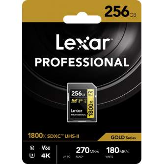 Atmiņas kartes - Lexar Pro 1800x SDXC U3 (V60) UHS-II R270/W180 256GB - perc šodien veikalā un ar piegādi