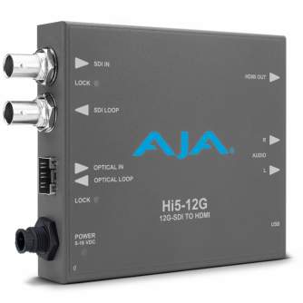 Signāla kodētāji, pārveidotāji - AJA HI5-12G-R-ST 12G-SDI to HDMI 2.0 Converter with ST Fiber Receiver - ātri pasūtīt no ražotāja