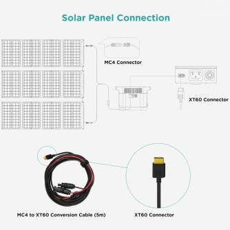 Portatīvie saules paneļi un spēkstacijas - EcoFlow MC4 to XT60 Solar Charge Cable 5m (EFMC4-XT60CBL5M) - ātri pasūtīt no ražotāja