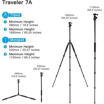 Foto aksesuāri - SIRUI Foto statīvs Traveler 7A Aluminium noma