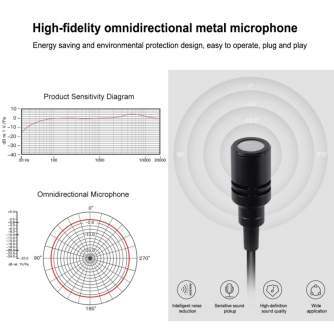 Wireless Lavalier Microphones - Puluz Jack Lavalier Wired Condenser Recording Microphone 1.5m USB-C / Type-C PU425 - buy today in store and with delivery