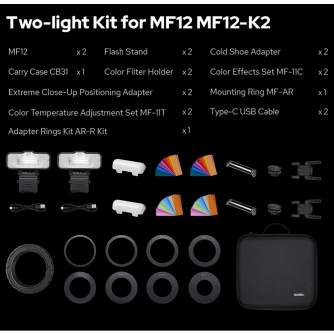 Flashes On Camera Lights - Godox Macro Ring Flash Two Light Kit MF 12 MF12 K2 - quick order from manufacturer