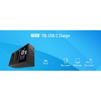 Kameras bateriju lādētāji - Newell FDL-USB-C dual-channel charger for LP-E6 - купить сегодня в магазине и с доставкой
