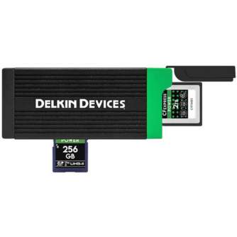 Atmiņas kartes - DELKIN Cardreader CFexpress Type B & SD UHS-II (Type C to C & Type C to A Cables) - купить сегодня в магазине и