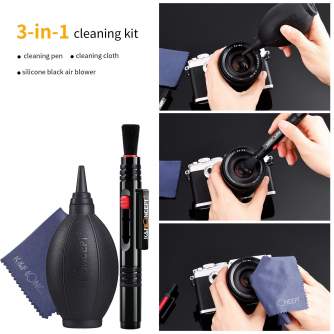 Foto kameras tīrīšana - K&F Concept 3in1 kameru tīrīšanas komplekts lēcu birstes + tīrīšanas pildspalva + tīrīšanas lupatiņa kameru objektīviem un .. - ātri pasūtīt no ražotāja