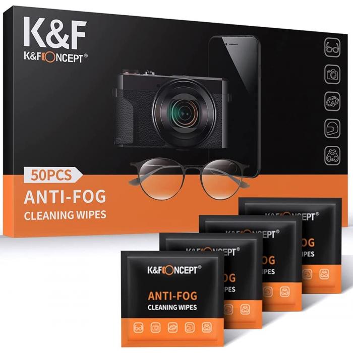 Cleaning Products - K&F Concept 50pcs Anti Fog Glasses Wipes 10x15cm Individually Wrapped for Eyeglasses - buy today in store and with delivery