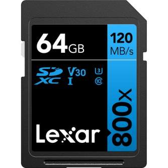 Memory Cards - Lexar Professional 800x SDXC UHS-I cards, C10 V10 U1, R120/45MB 64GB - buy today in store and with delivery