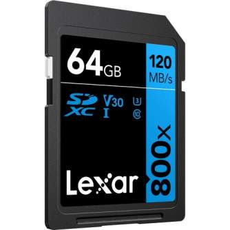 Atmiņas kartes - Lexar Professional 800x SDXC UHS-I cards, C10 V30 U1, R120/45MB 64GB - perc šodien veikalā un ar piegādi