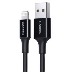 Кабели - UGREEN US155 USB to Lightning Cable, MFi, 1m black - купить сегодня в магазине и с доставкой