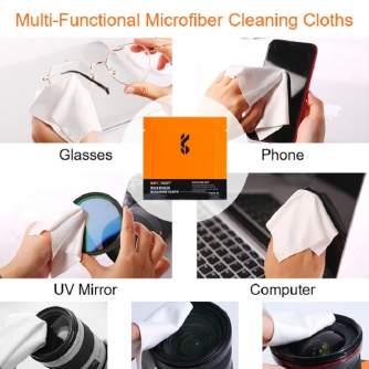 Foto kameras tīrīšana - K&F Concept 15x15 Microfiber Cleaning Cloth Kit, White, 20-Pack - ātri pasūtīt no ražotāja
